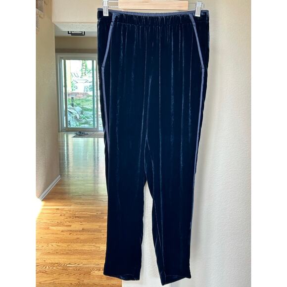 Lafayette 148 Blue Velvet Elastic Waist Pull-On Tuxedo Track S Pant MSRP $598 - Picture 1 of 5